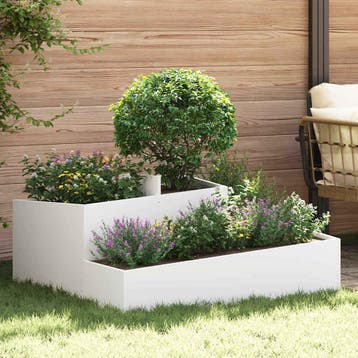 vidaXL Plantenbak Wit 100 x 100 x 50 cm Koudgewalst staal, 100 cm of meer, Verzenden, Nieuw, Metaal