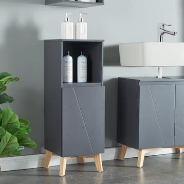 Badkamerkast Overath kolomkast 86x30x30 cm grijs en houtkleu, Verzenden, Nieuw