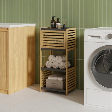 Badkamerrek Kydesby bamboe 83x39x30 cm naturel en grijs [en., Verzenden, Nieuw