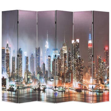 vidaXL Kamerscherm inklapbaar New York bij nacht 228x170 cm, Verzenden, Nieuw