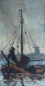 Marie Henri Mackenzie (1878-1961) - Barca al porto, Antiek en Kunst