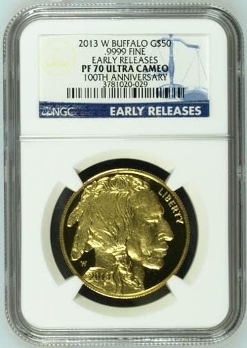 Gouden American Buffalo 1 oz 2013 NGC PF70 UCAM (TOP POP), Postzegels en Munten, Verzenden, Midden-Amerika, Losse munt, Goud