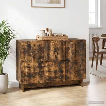 vidaXL Dressoir met lade Gerookt eiken 89 x 34,5 x 60 cm, Verzenden, Nieuw, Overige houtsoorten, Minder dan 50 cm