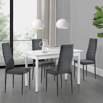 Eetkamerset [en.casa] - eethoek - 5- delig - wit en grijs, Verzenden, Nieuw