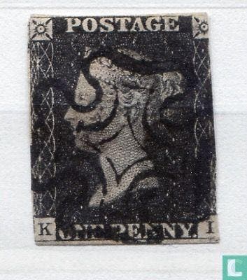 Groot-Brittannië - Koningin Victoria, Penny Black - 1840, Postzegels en Munten, Postzegels | Europa | Overig, Gestempeld, Verzenden