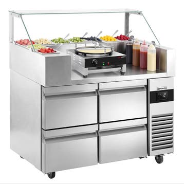 GGM Gastro | Saladette - 1210x700mm - 4 lades - voor 9x GN |, Verzenden, Nieuw in verpakking, RVS Meubilair