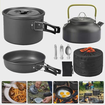 9-delige Camping Kookset: Draagbare Pan, Pot en Ketel voor O, Verzenden, Nieuw