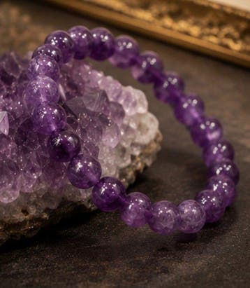Natuurlijke amethist kralen rekbare armband – 6 mm edelsteen
