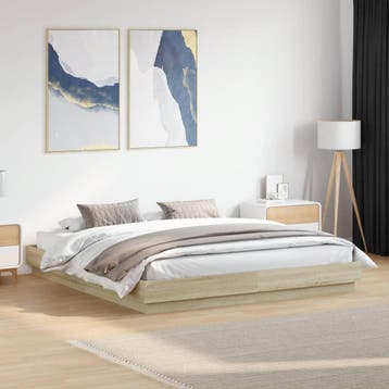 vidaXL Bedframe bewerkt hout sonoma eikenkleurig 180x200 cm, Huis en Inrichting, Slaapkamer | Bedden, Eenpersoons, Bruin, Verzenden