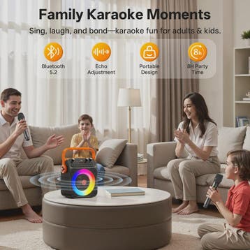 Draagbare Karaoke Machine met 2 Draadloze Microfoons en Blue, Verzenden, Nieuw