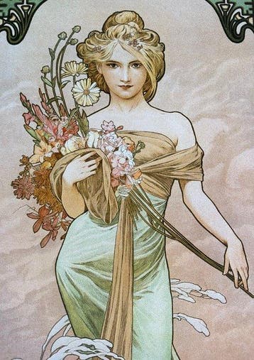 Alphonse Marie Mucha - “Spring II, 1900”. Gesigneerd en