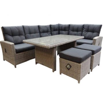 San Marino hoek dining loungeset verstelbaar 5-delig  grijs, Ophalen of Verzenden, Nieuw, Wicker