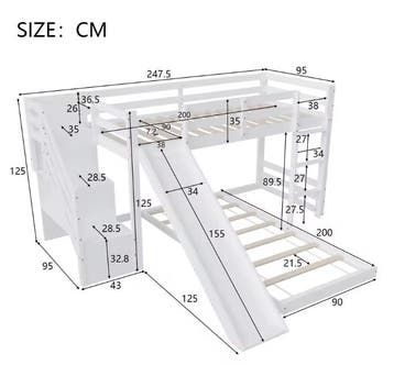 Stapelbed met Glijbaan en Ladder 90x200cm met Valbeveiliging, Verzenden, Nieuw