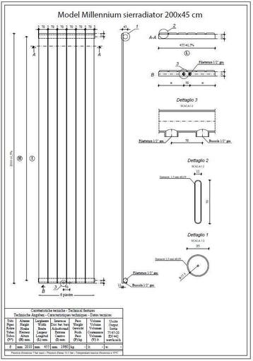 Wiesbaden Millennium sierradiator 200x45 979 watt wit, Ophalen of Verzenden, Nieuw