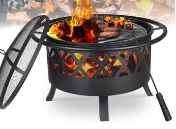 3-in-1 Vuurkom Ø81cm BBQ Grill Vonkbescherming Verwarmer, Verzenden, Nieuw