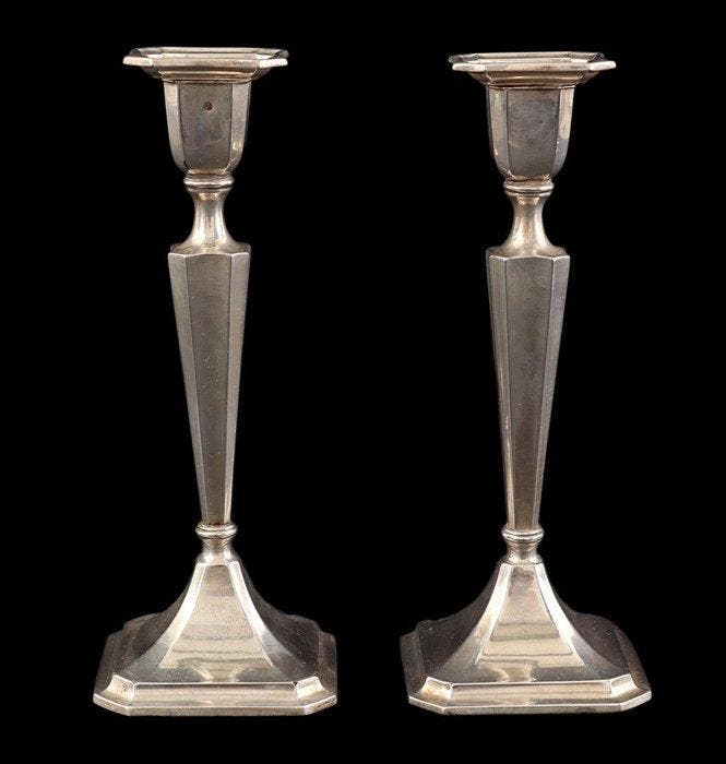Van kempen 2e gehalte zilveren kandelaren 20e eeuw -, Antiek en Kunst, Antiek | Goud en Zilver