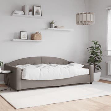 vidaXL Slaapbank met matras 100x200 cm stof taupe, 100 cm, Eenpersoons, Verzenden, Nieuw