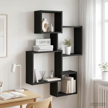 vidaXL Wand Cube Planken Muurmontage Zwart eiken 64 x 13,5 x, Verzenden, Nieuw