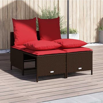 vidaXL 4-delige tuinbankset met kussens, bruin polyrotan, Verzenden, Nieuw, 4 zitplaatsen