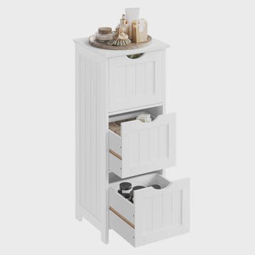 Smal Wit Toiletkastje met 3 Lades - Vrijstaande Badkamer- en, Huis en Inrichting, Verzenden, Nieuw