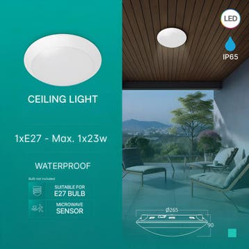 LED Plafondlamp met Sensor - Badkamerlamp - Brinton Aquin -, Ophalen of Verzenden, Nieuw, Kunststof, Overige fittingen