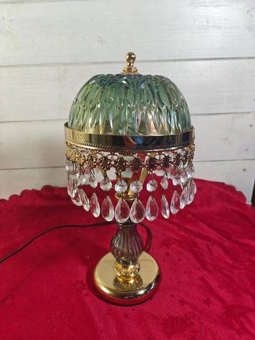 Vintage Latini Kristallen Tafellamp / Boudoir Lamp - Spanje, Nieuw