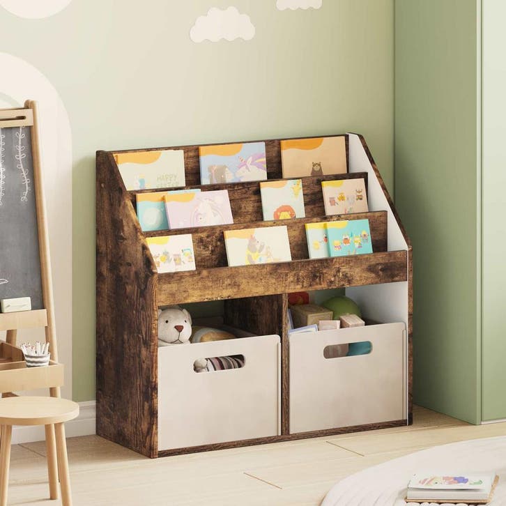 vidaXL Kinderen Boekenkast Gerookt eiken 72,5 x 29,5 x 69 cm, Huis en Inrichting, Woonaccessoires | Krantenbakken en Lectuurbakken