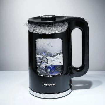 TIROSS Glazen waterkoker 1,7 l met blauwe ledverlichting..., Ophalen of Verzenden, Nieuw