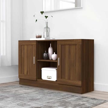 vidaXL Dressoir 120x30,5x70 cm bewerkt hout bruin eikenkleur, 100 tot 150 cm, Verzenden, Nieuw, 25 tot 50 cm