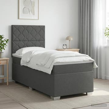 vidaXL Boxspringbed met matras Donkergrijs 90 x 190 cm Stof, Verzenden, Nieuw, Eenpersoons