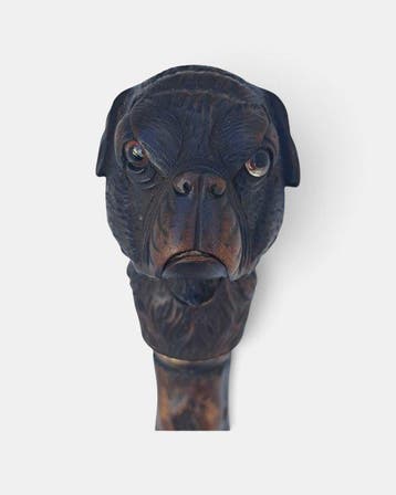 Wandelstok - Zwarte doornboom - Antiek Bulldog wandelstok, Antiek en Kunst