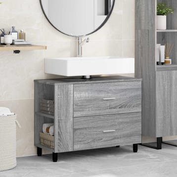 vidaXL Badkamer Waskom Grijs Sonoma 80 x 35 x 60 cm Bewerkt, Verzenden, Nieuw