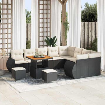vidaXL Tuin Sofa Set 12 st 12-Aantal zitplaatsen Zwart en, Verzenden, Nieuw, Rotan, 2 zitplaatsen