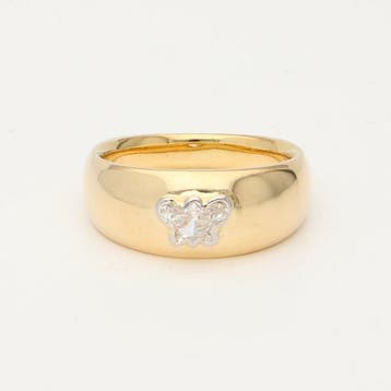 Ring - 18 karaat Geel goud, Witgoud Diamant (Natuurlijk), Nieuw