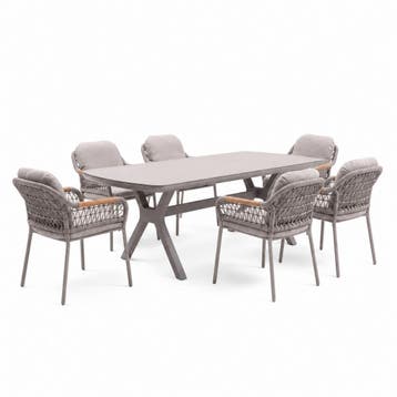 Vespera Monza dining tuinset 220x100xH74 cm 7 delig latte, Ophalen of Verzenden, Nieuw