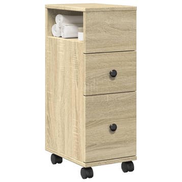 vidaXL Badkamerkast smal met wielen bewerkt hout sonoma, Huis en Inrichting, Verzenden, Nieuw