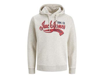 Veiling - Jack &amp; Jones Logo Sweat Hood White Melange - S, Nieuw