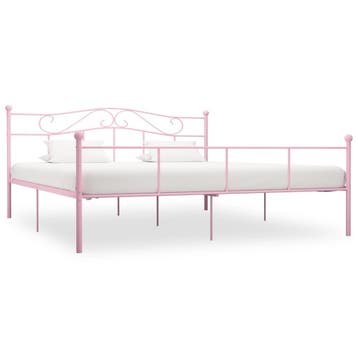 vidaXL Bedframe metaal roze 180x200 cm, Eenpersoons, Verzenden, Nieuw, 80 cm