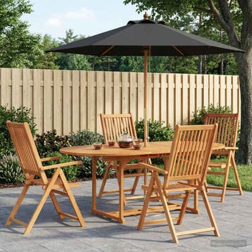 vidaXL Buiten Eetset met Parasol 6 st Anthraciet en, Verzenden, Nieuw, 6 zitplaatsen