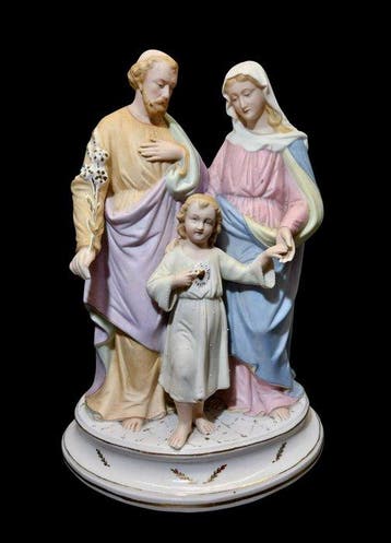 Beeld, La Sainte Famille - 30 cm - Biscuit porselein - 1950, Antiek en Kunst