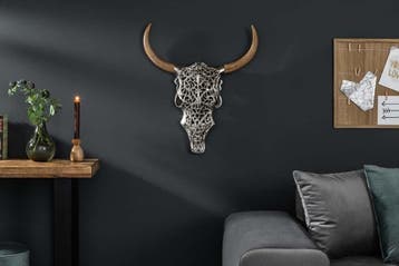 Extravagante wanddecoratie EXOTIC BULL 57cm zilveren, Ophalen of Verzenden, Nieuw