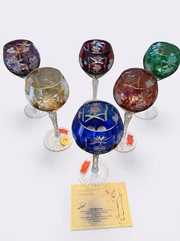 Wijnglas (6) - Kristal - Roemer cristal loraine, Antiek en Kunst