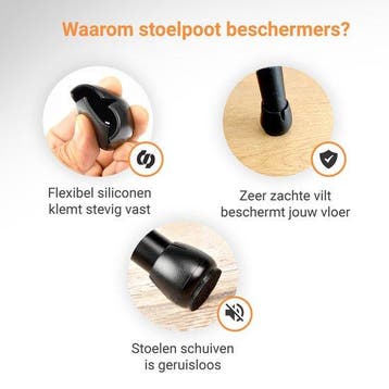 2dekans | Volcan - Stoelpoot Doppen - 12-16mm - AntiKras, Ophalen of Verzenden, Zo goed als nieuw
