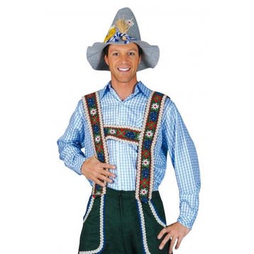 Blauwe oktoberfest blouse voor heren - Oktoberfest overhem.., Ophalen of Verzenden, Nieuw