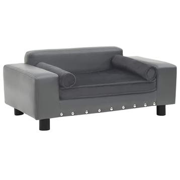 vidaXL Hondenbank 81x43x31 cm pluche en kunstleer grijs, Verzenden, Nieuw