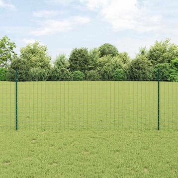 vidaXL Euro-hek met palen 25 x 1 m PVC-Coated Staal Groen, Verzenden, Nieuw, IJzer