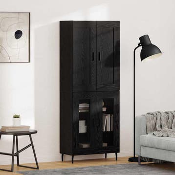 vidaXL buffetkast 2 st Zwart Eiken 69,5 x 34 x 180 cm, Minder dan 50 cm, Verzenden, Nieuw, Minder dan 100 cm