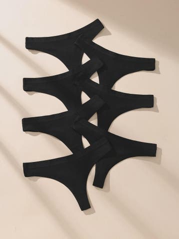 7-Delige Dames Katoen Strings Set - Zwart, Gestreept & Zacht, Kleding | Dames, Verzenden