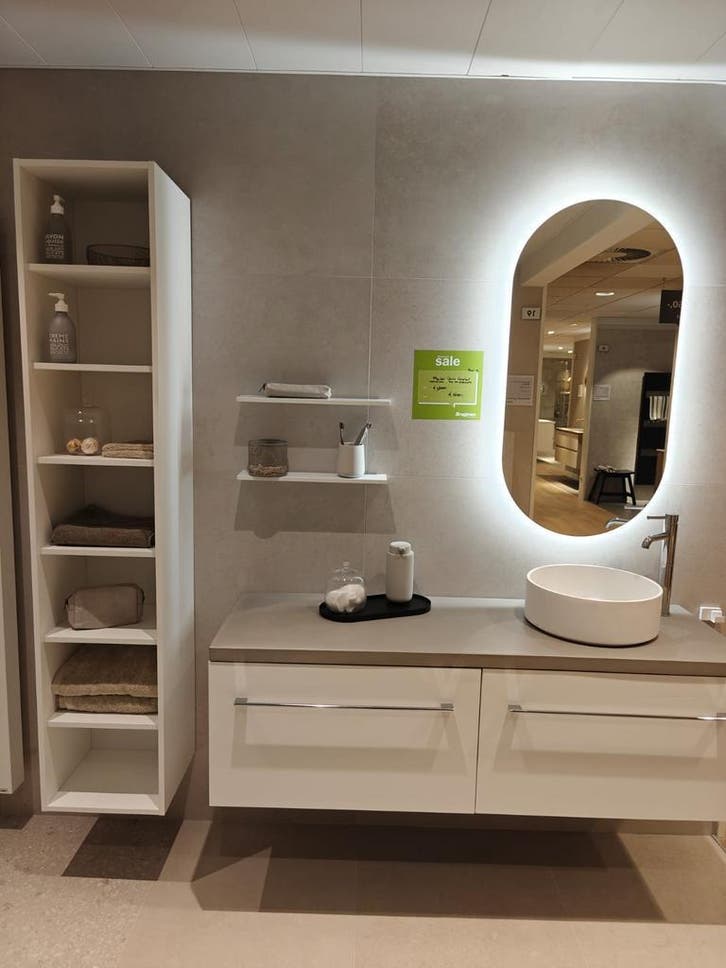 Showmodel design badmeubel met waskom mat wit 140cm - 0002, Huis en Inrichting, Badkamer | Badkamermeubels, Wastafelkast, Nieuw