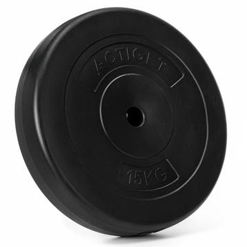 Halterschijf | 1 x 15 kg | Kunststof | Zwart | 31 MM, Ophalen of Verzenden, Nieuw